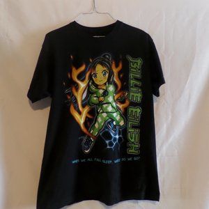 Billie Ellish Black T-shirt, “When we all fall asleep where do we go” – Size L